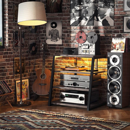 4-Tier AV Media Stand with Power Outlet, 31'' Height