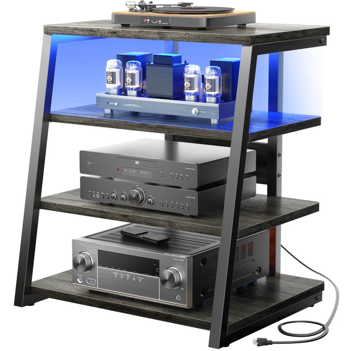 4-Tier AV Media Stand with Power Outlet, 31'' Height