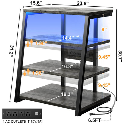 4-Tier AV Media Stand with Power Outlet, 31'' Height