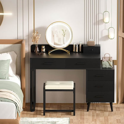 Makeup Vanity Desk with Mirror, Lights and 6 Storage Drawers