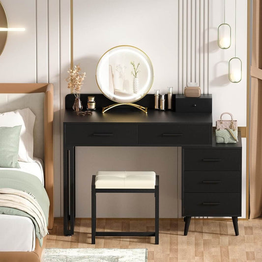 Makeup Vanity Desk with Mirror, Lights and 6 Storage Drawers