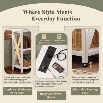 Armocity 6 Cube Bookcase, Cube Storage Organizer Bookshelf with Outlets