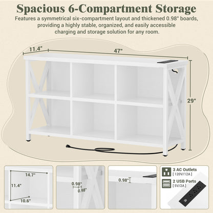 Armocity 6 Cube Bookcase, Cube Storage Organizer Bookshelf with Outlets