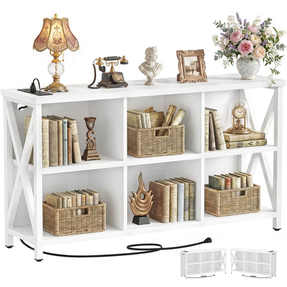 Armocity 6 Cube Bookcase, Cube Storage Organizer Bookshelf with Outlets