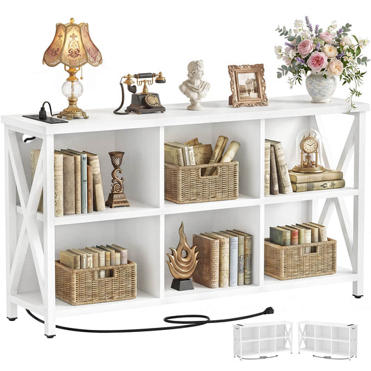 Armocity 6 Cube Bookcase, Cube Storage Organizer Bookshelf with Outlets
