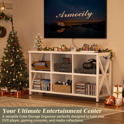 Armocity 6 Cube Bookcase, Cube Storage Organizer Bookshelf with Outlets