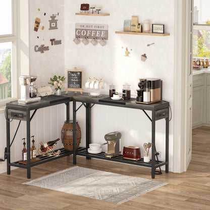 39" Narrow Console Table with Power Strip and Shelf