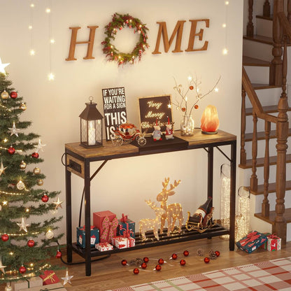 39" Narrow Console Table with Power Strip and Shelf