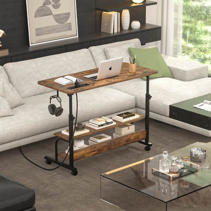 32" Height Adjustable Standing Desk with Power Outlets and Shelves