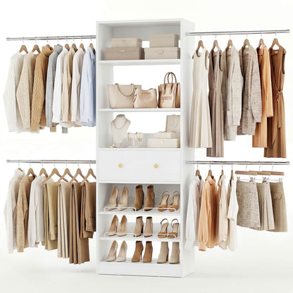 4-9 FT Expandable Closet Organizer System with Drawer, Walk-in Closet
