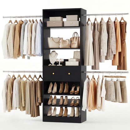 4-9 FT Expandable Closet Organizer System with Drawer, Walk-in Closet