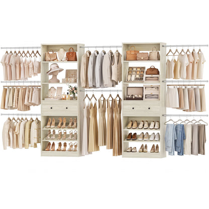 10-15.5 FT Expandable Closet Organizer System with Drawer, Walk-in Closet