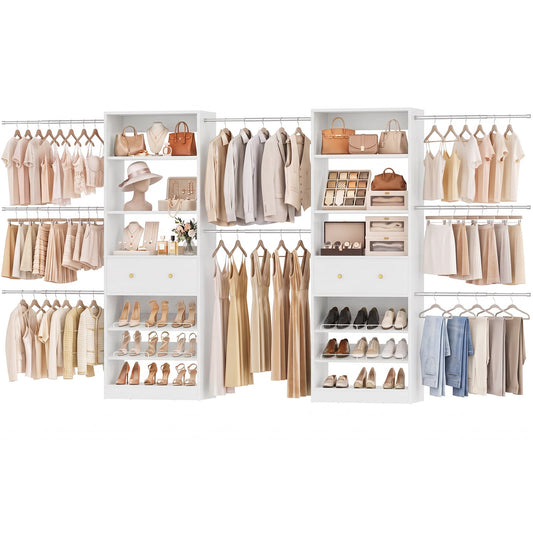 10-15.5 FT Expandable Closet Organizer System with Drawer, Walk-in Closet