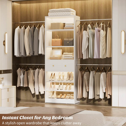 4-9 FT Expandable Closet Organizer System with Drawer, Walk-in Closet