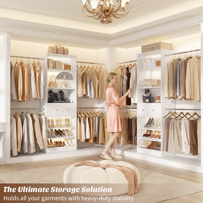 10-15.5 FT Expandable Closet Organizer System with Drawer, Walk-in Closet