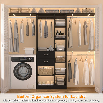 8FT Heavy Duty Wood Closet System, 1500 LBS+ Capacity Wall Mounted Walk-in Closet Organizer