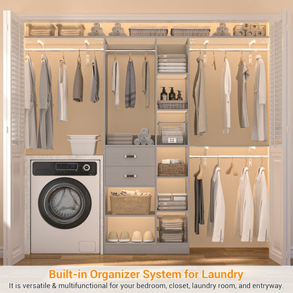 8FT Heavy Duty Wood Closet System, 1500 LBS+ Capacity Wall Mounted Walk-in Closet Organizer