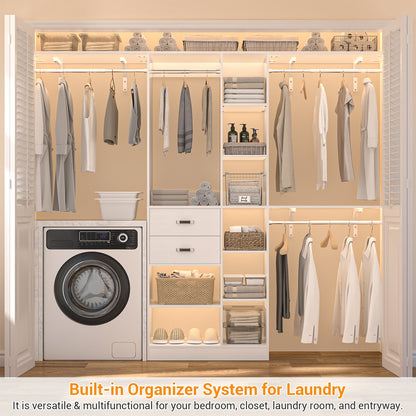 8FT Heavy Duty Wood Closet System, 1500 LBS+ Capacity Wall Mounted Walk-in Closet Organizer
