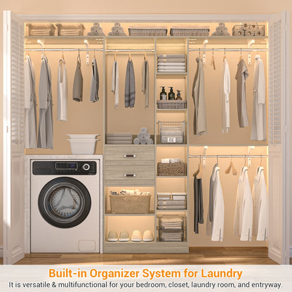 8FT Heavy Duty Wood Closet System, 1500 LBS+ Capacity Wall Mounted Walk-in Closet Organizer