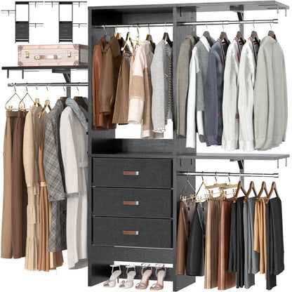 5FT Small Closet System with 3 Fabric Drawers, for Walk in Closet, Bedroom