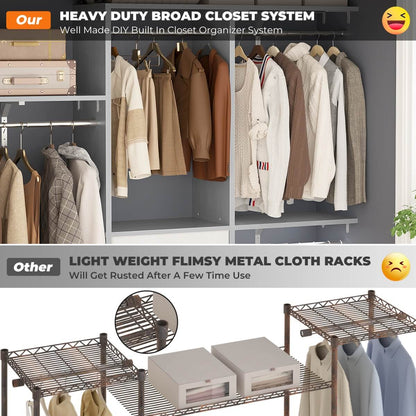 5FT Small Closet System with 3 Fabric Drawers, for Walk in Closet, Bedroom