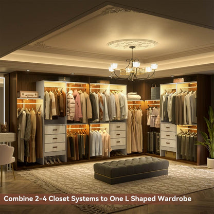 5FT Small Closet System with 3 Fabric Drawers, for Walk in Closet, Bedroom