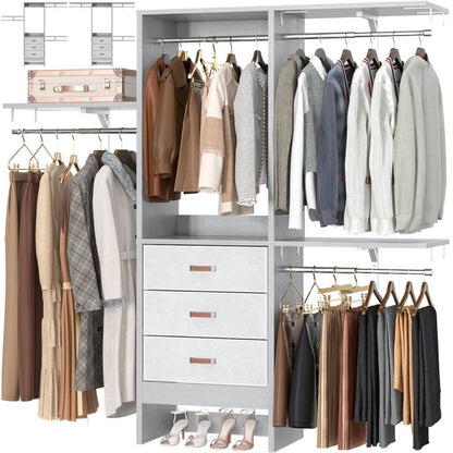 5FT Small Closet System with 3 Fabric Drawers, for Walk in Closet, Bedroom