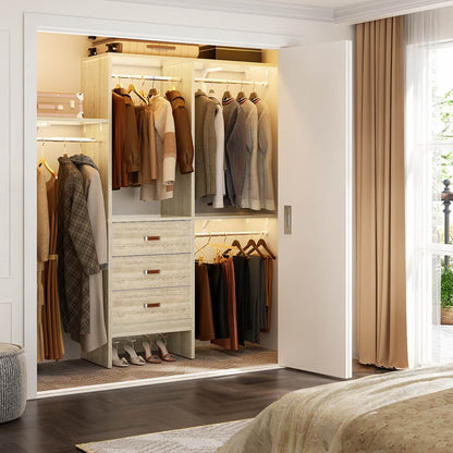 5FT Small Closet System with 3 Fabric Drawers, for Walk in Closet, Bedroom