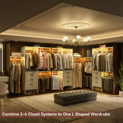 5FT Small Closet System with 3 Fabric Drawers, for Walk in Closet, Bedroom