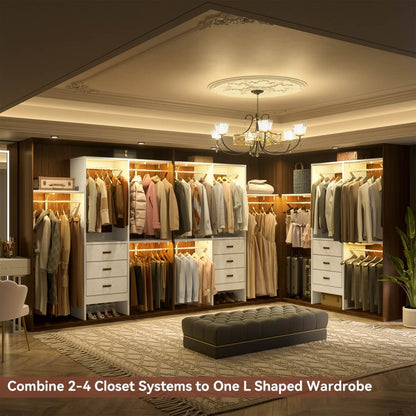 5FT Small Closet System with 3 Fabric Drawers, for Walk in Closet, Bedroom