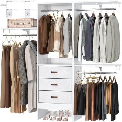5FT Small Closet System with 3 Fabric Drawers, for Walk in Closet, Bedroom