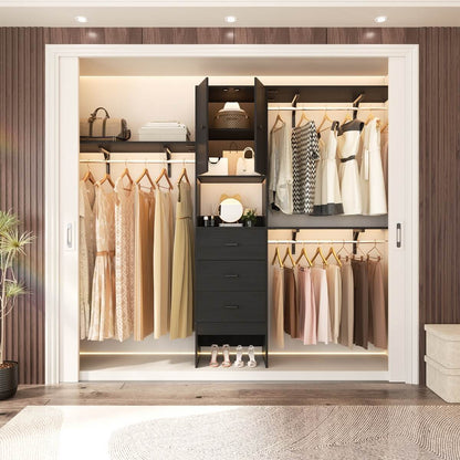 Upgraded 96 Inches Closet System, with Doors, Drawers, Hanging Rods, and Shelving Towers, Max Load 1000 LBS