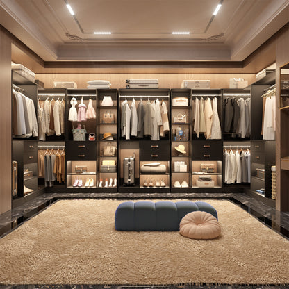Closet System with 3 Sets, 110'' Reversible Stand-alone Wardrobe