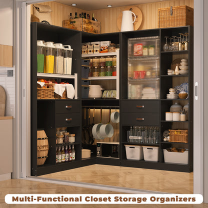 Closet System with 3 Sets, 110'' Reversible Stand-alone Wardrobe