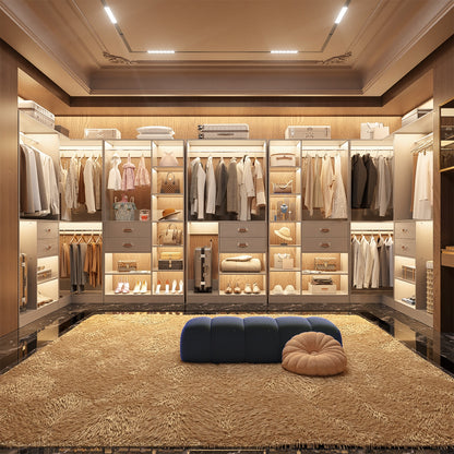 Closet System with 3 Sets, 110'' Reversible Stand-alone Wardrobe