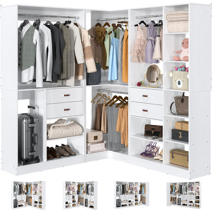 Closet System with 3 Sets, 110'' Reversible Stand-alone Wardrobe