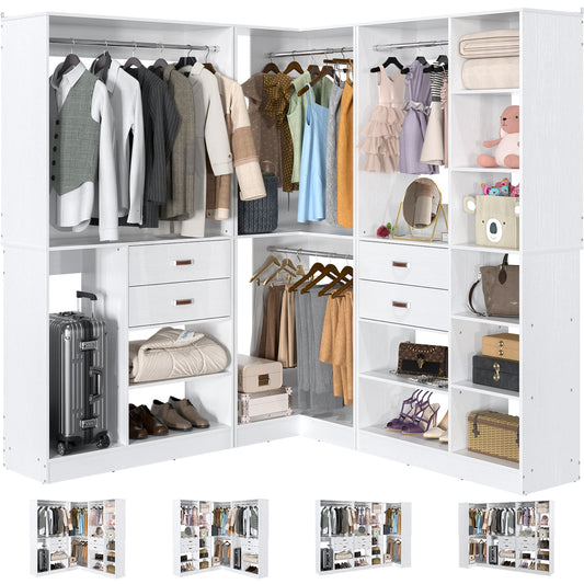 Closet System with 3 Sets, 110'' Reversible Stand-alone Wardrobe