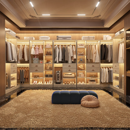 Closet System with 3 Sets, 110'' Reversible Stand-alone Wardrobe