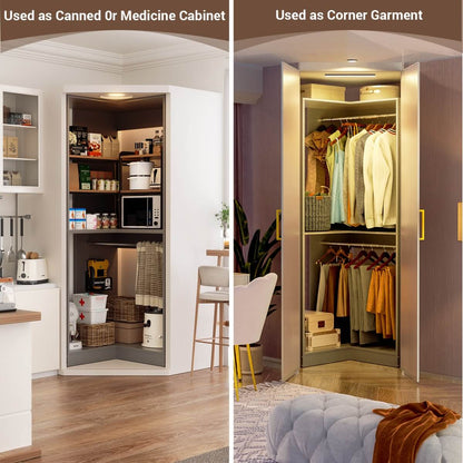 32'' Corner Closet System with 2 Hanging Rods and Open Shelves